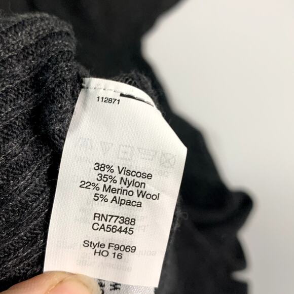 Madewell Gray XS Turtleneck Alpaca Wool Blend Ribbed Bell Sleeve Sweater Dress - Picture 7 of 9